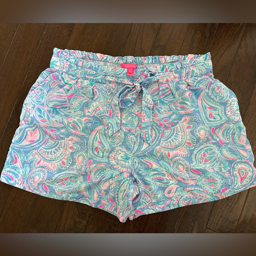 Lilly Pulitzer Kaylene Shorts Fish Kiss Zanzabar Blue, Size XL